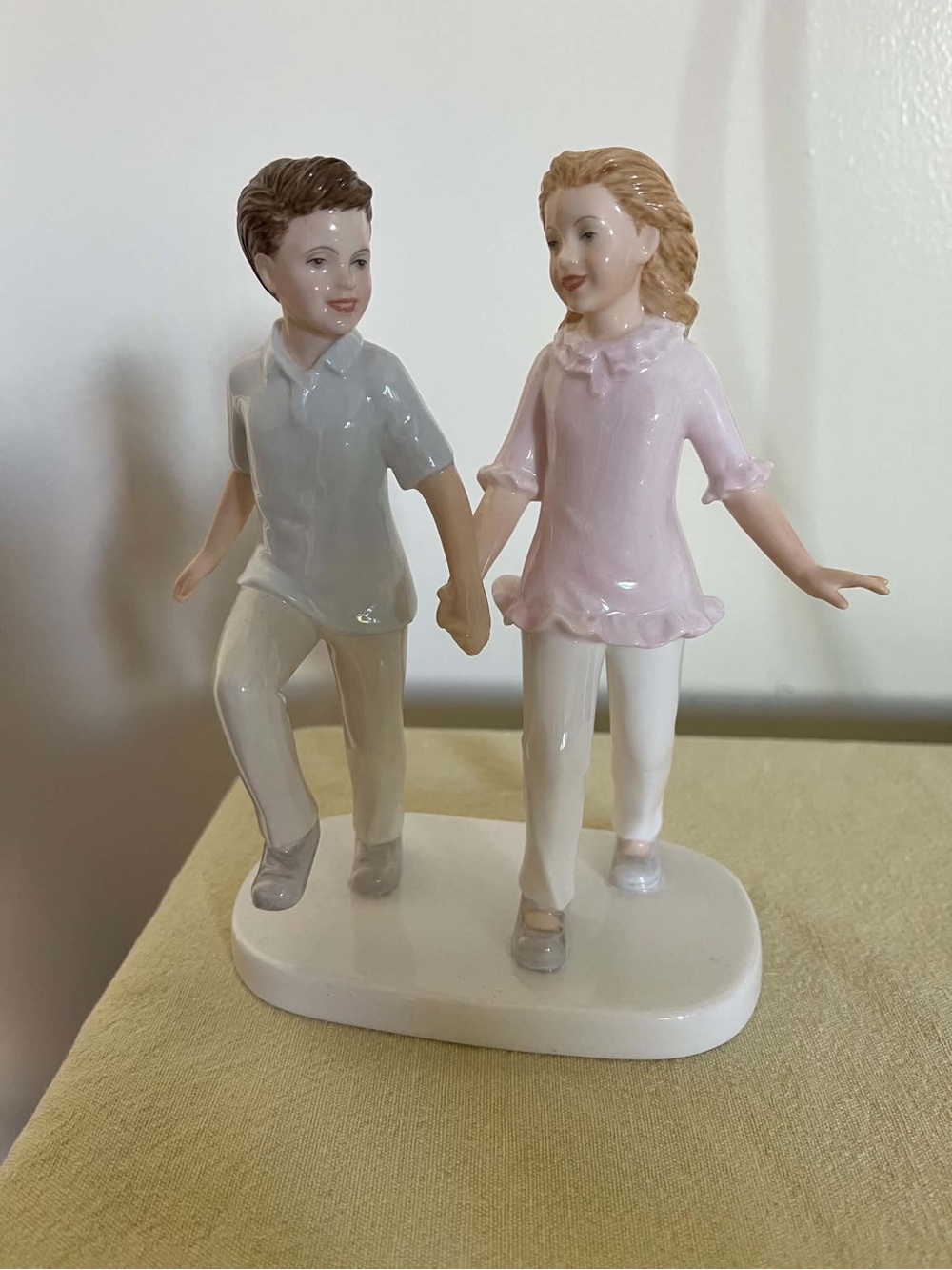 Royal Doulton Porcelain Children Figurine in Pink and Light Gray